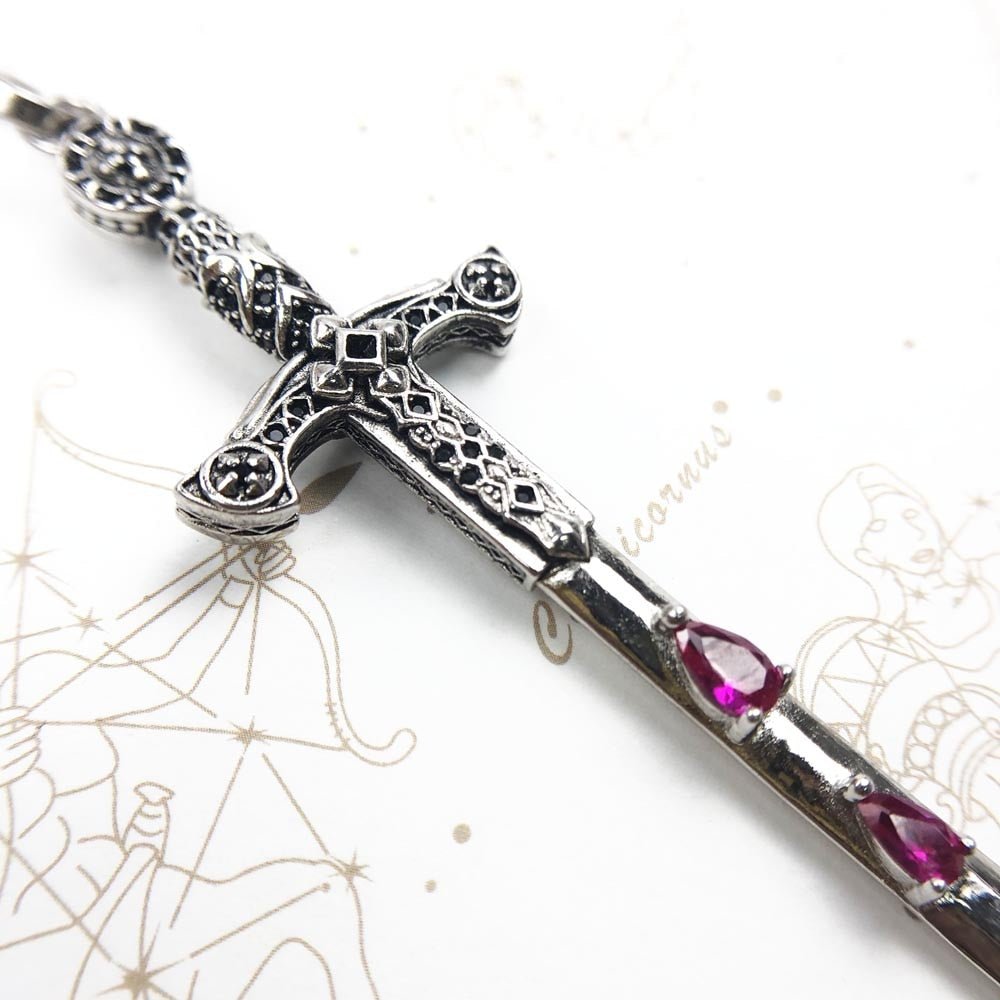 Gothic European Style Sword & Knight Skull with Crown Pendants