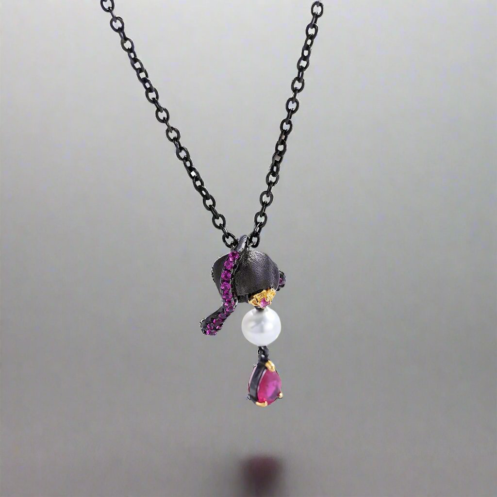 Gothic Skull with Freshwater Pearl Necklace
