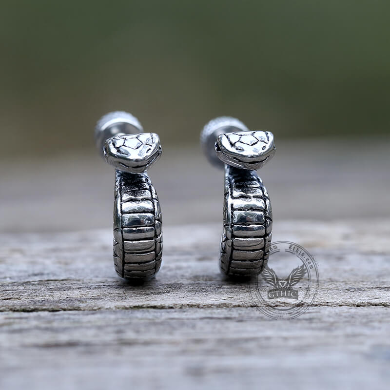 Gothic Cobra Snake Stainless Steel Stud Earrings