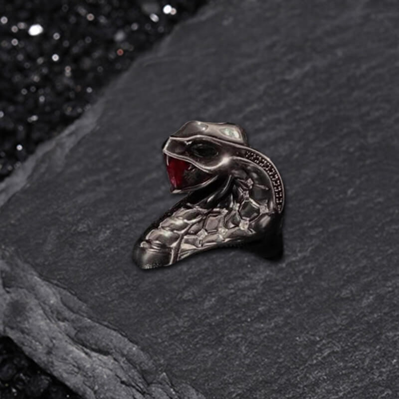 Gothic Fierce Cobra Gemstone Alloy Open Snake Ring