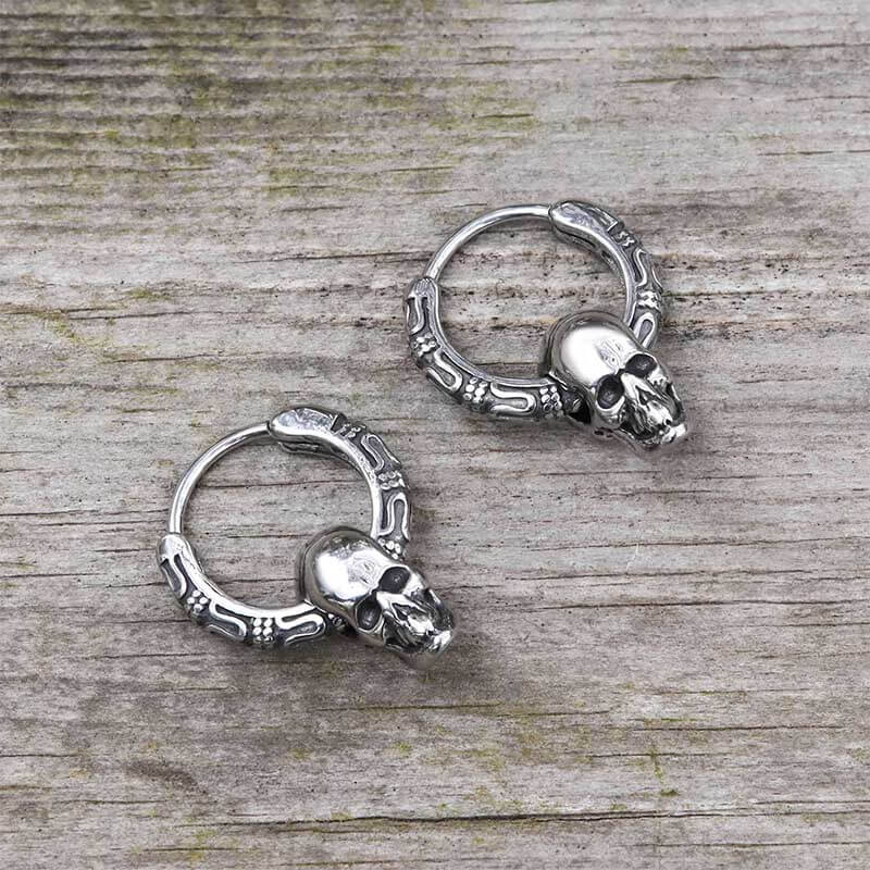Gothic Pattern Skull Stainless Steel Earrings