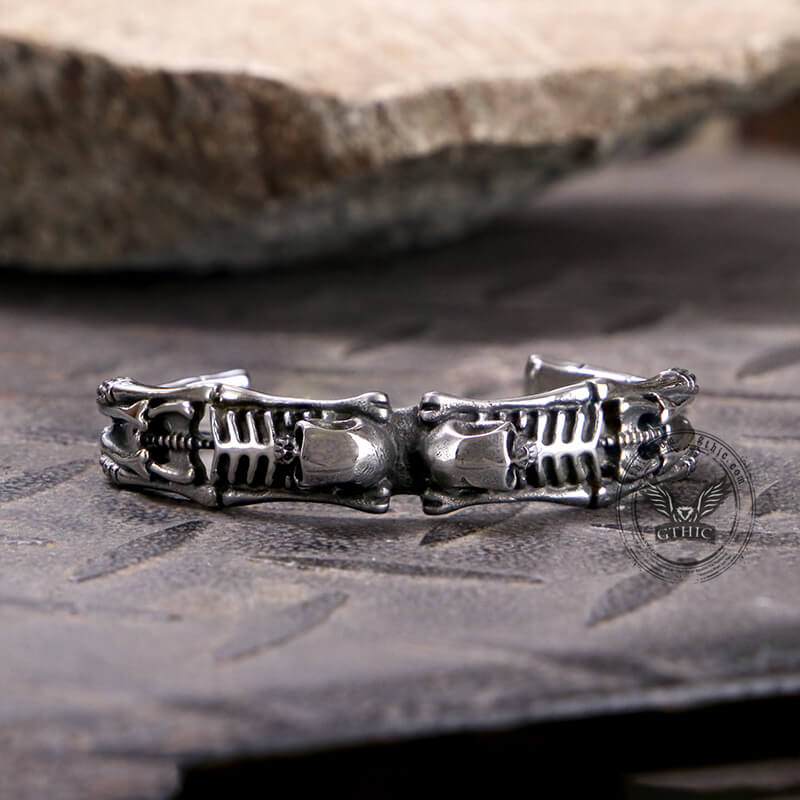 Gothic Skeleton Stainless Steel Skull Bangle Bracelet