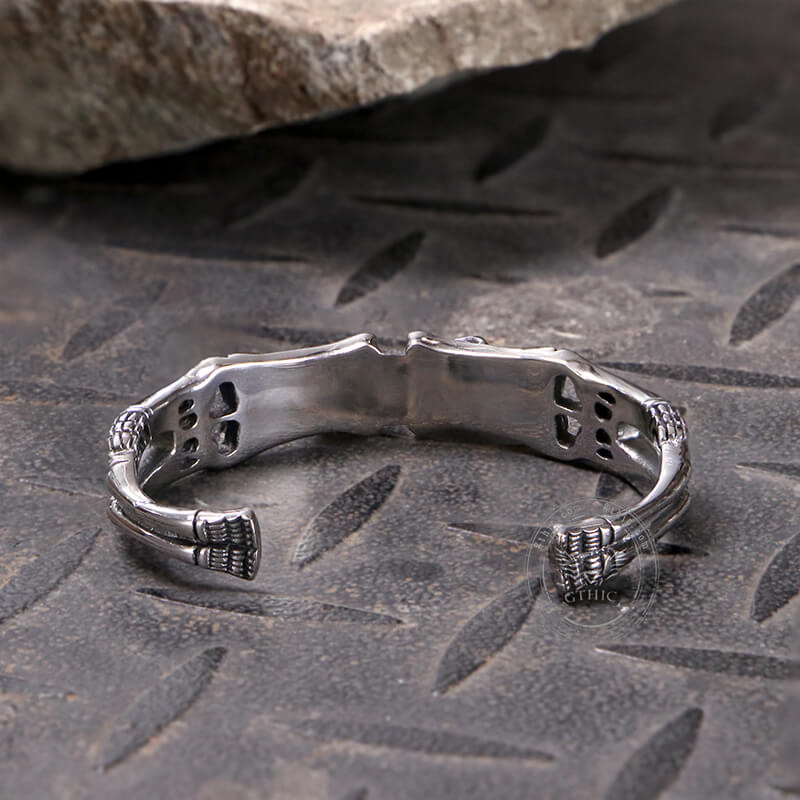 Gothic Skeleton Stainless Steel Skull Bangle Bracelet