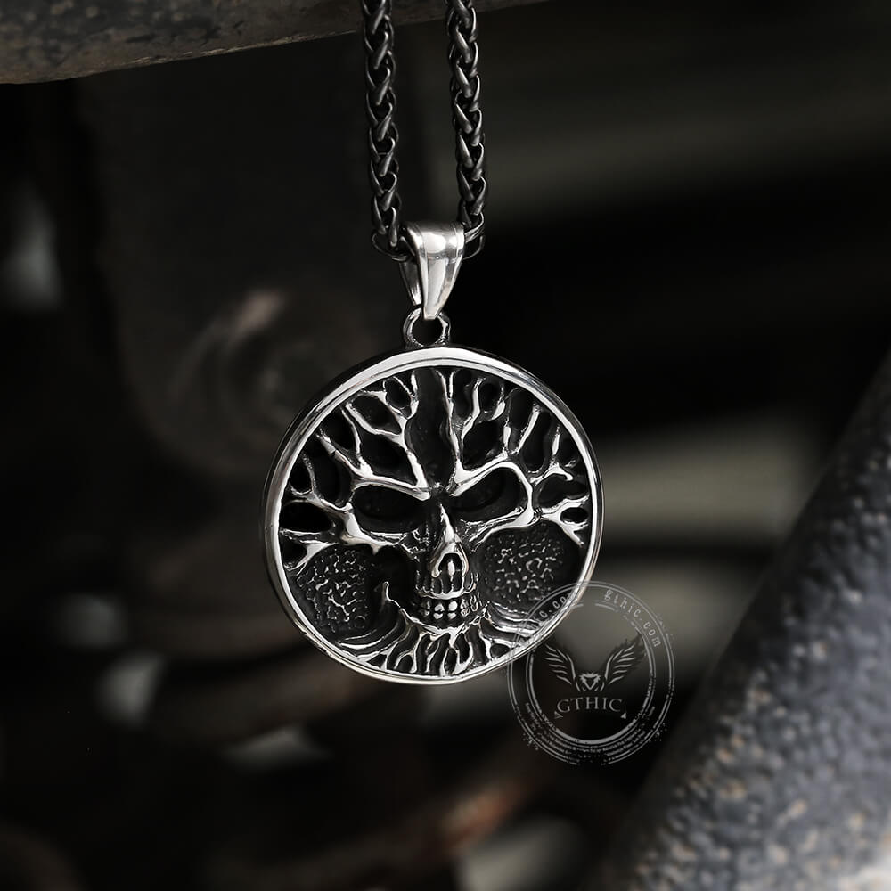 Gothic Skull Tree of Life Stainless Steel Pendant
