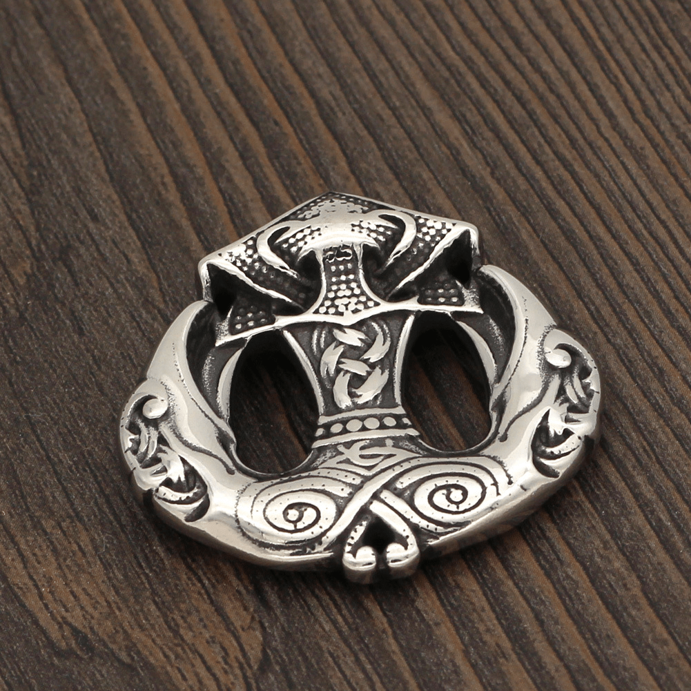 Mjolnir Raven Stainless Steel Viking Pendant