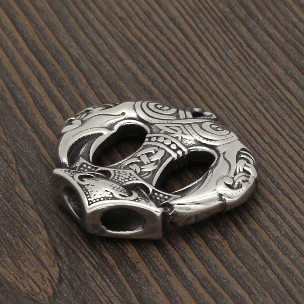 Mjolnir Raven Stainless Steel Viking Pendant