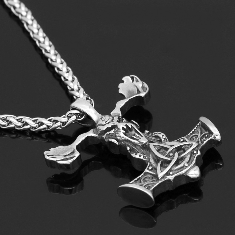 Triquetra Mjolnir Stainless Steel Viking Pendant