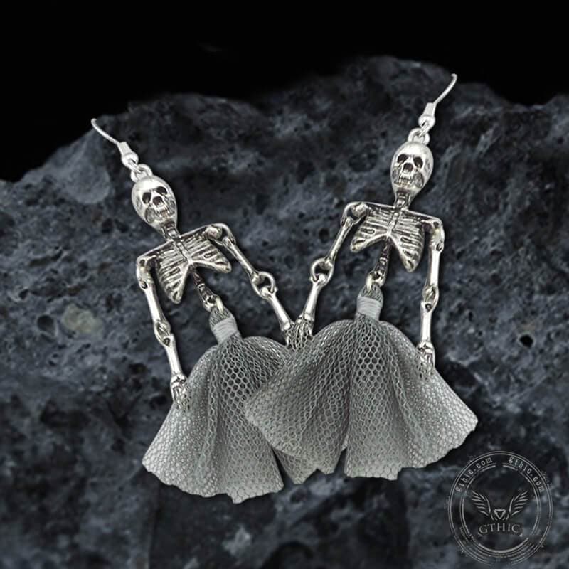 Halloween Joint Movable Dancing Skull Alloy Earrings