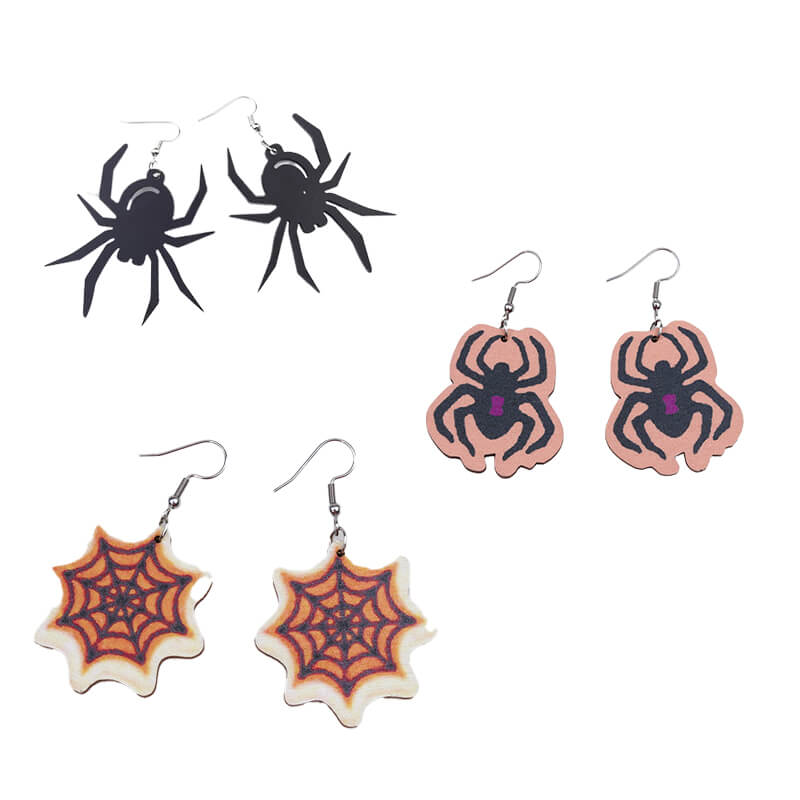 Halloween Spider Design Acrylic Earrings