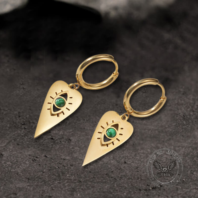 Heart-shaped Evil Eye Stainless Steel Earrings