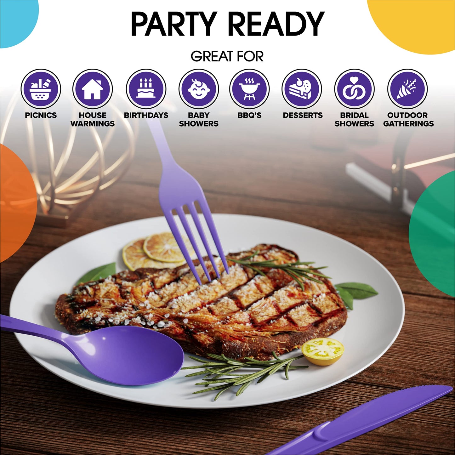 Heavy Duty Purple Plastic Forks | 50 Count