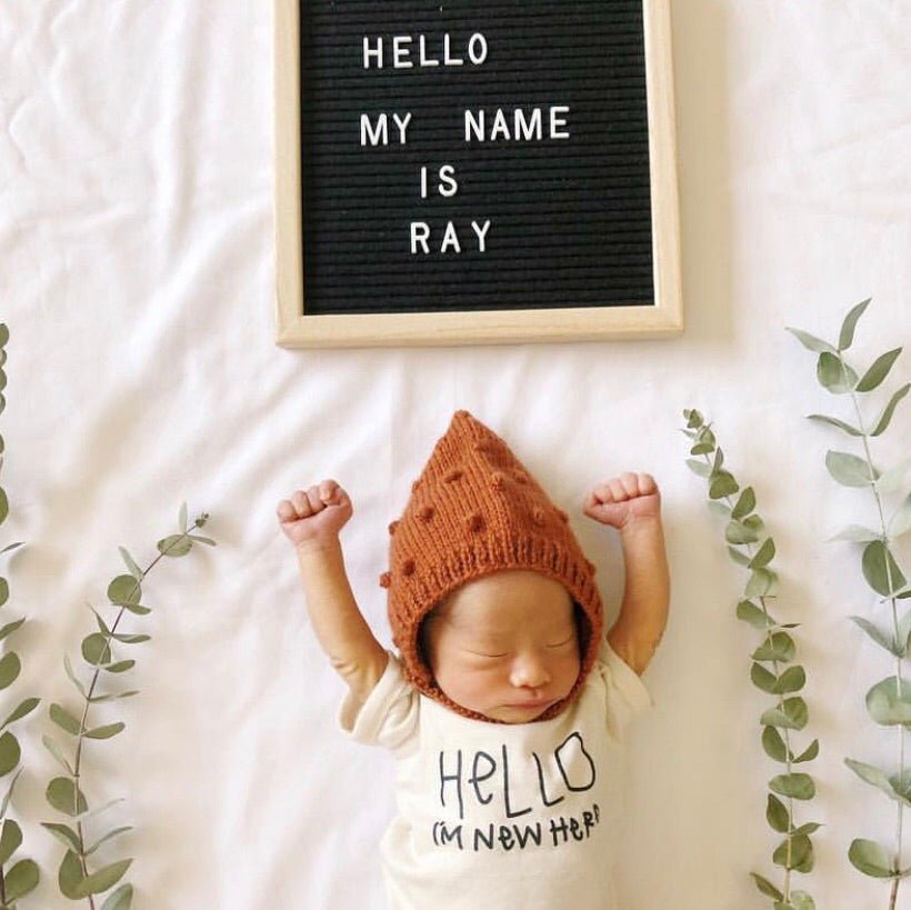 Hello I'm New Here Organic Cotton Baby Bodysuit Short Sleeve