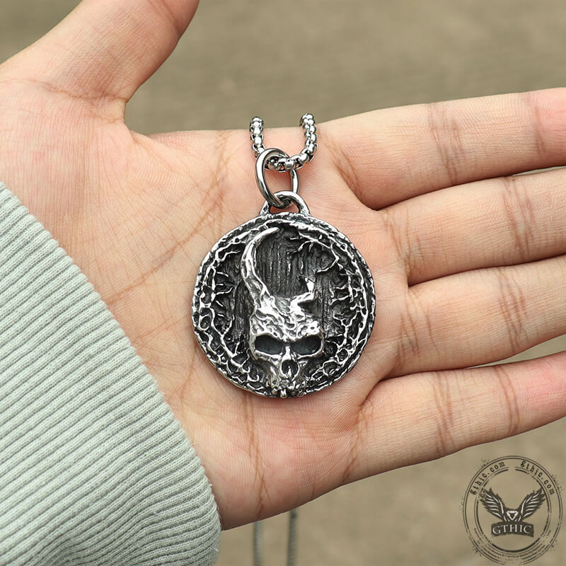 Horned Skull Stainless Steel Pendant