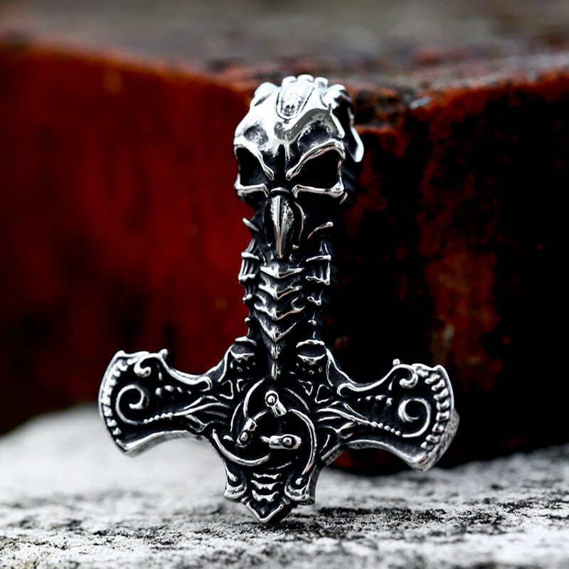 Horns Of Odin Raven Stainless Steel Viking Pendant
