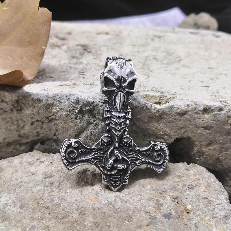 Horns Of Odin Raven Stainless Steel Viking Pendant