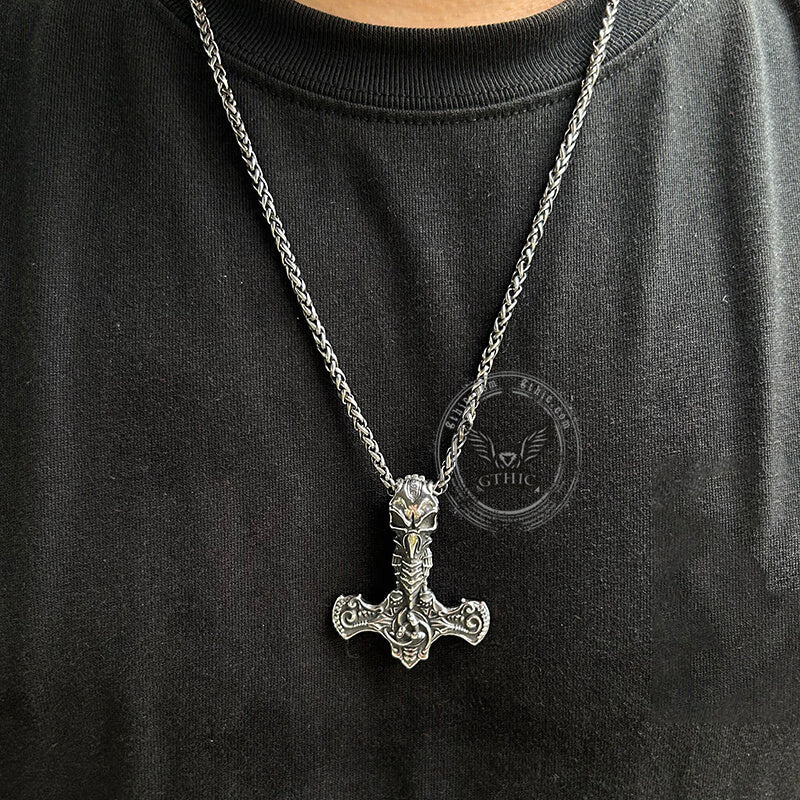 Horns Of Odin Raven Stainless Steel Viking Pendant