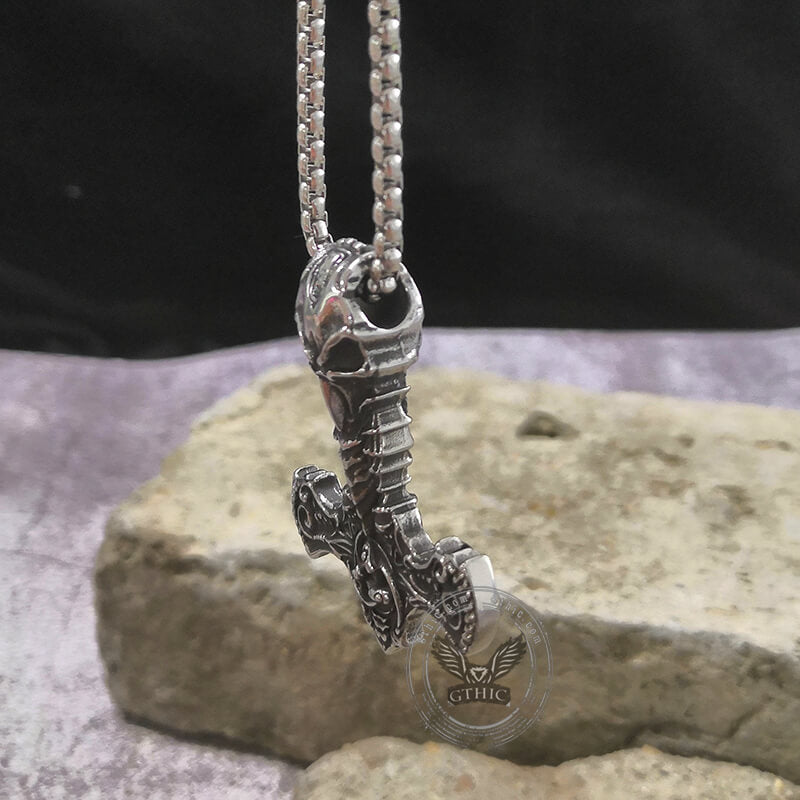 Horns Of Odin Raven Stainless Steel Viking Pendant