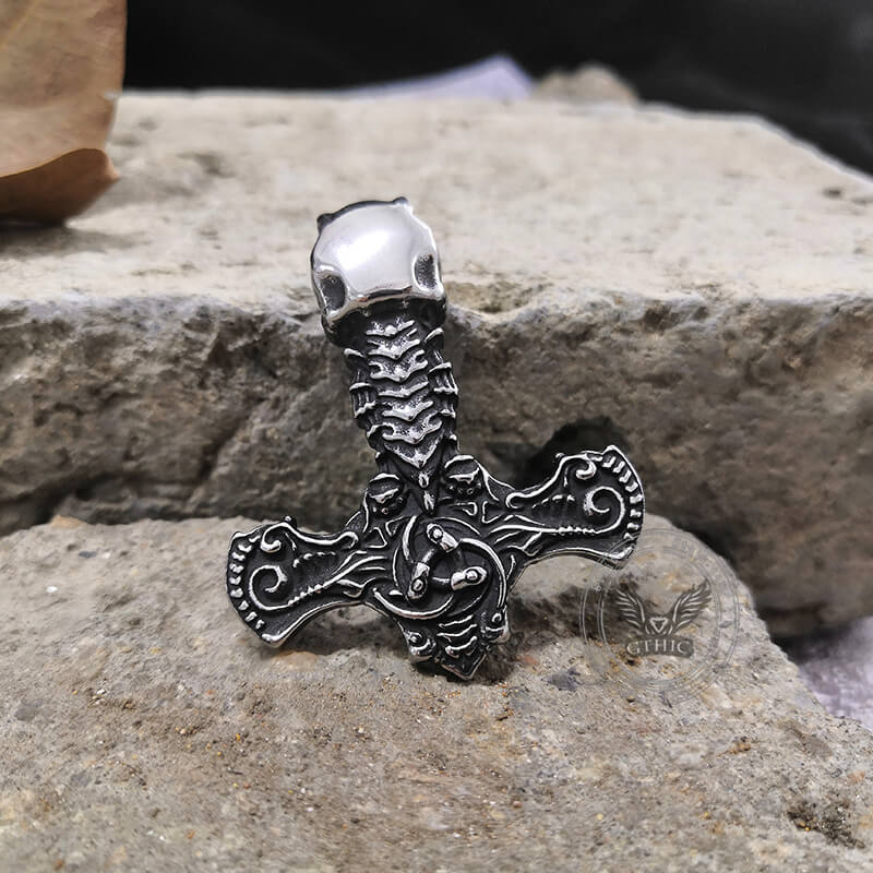 Horns Of Odin Raven Stainless Steel Viking Pendant