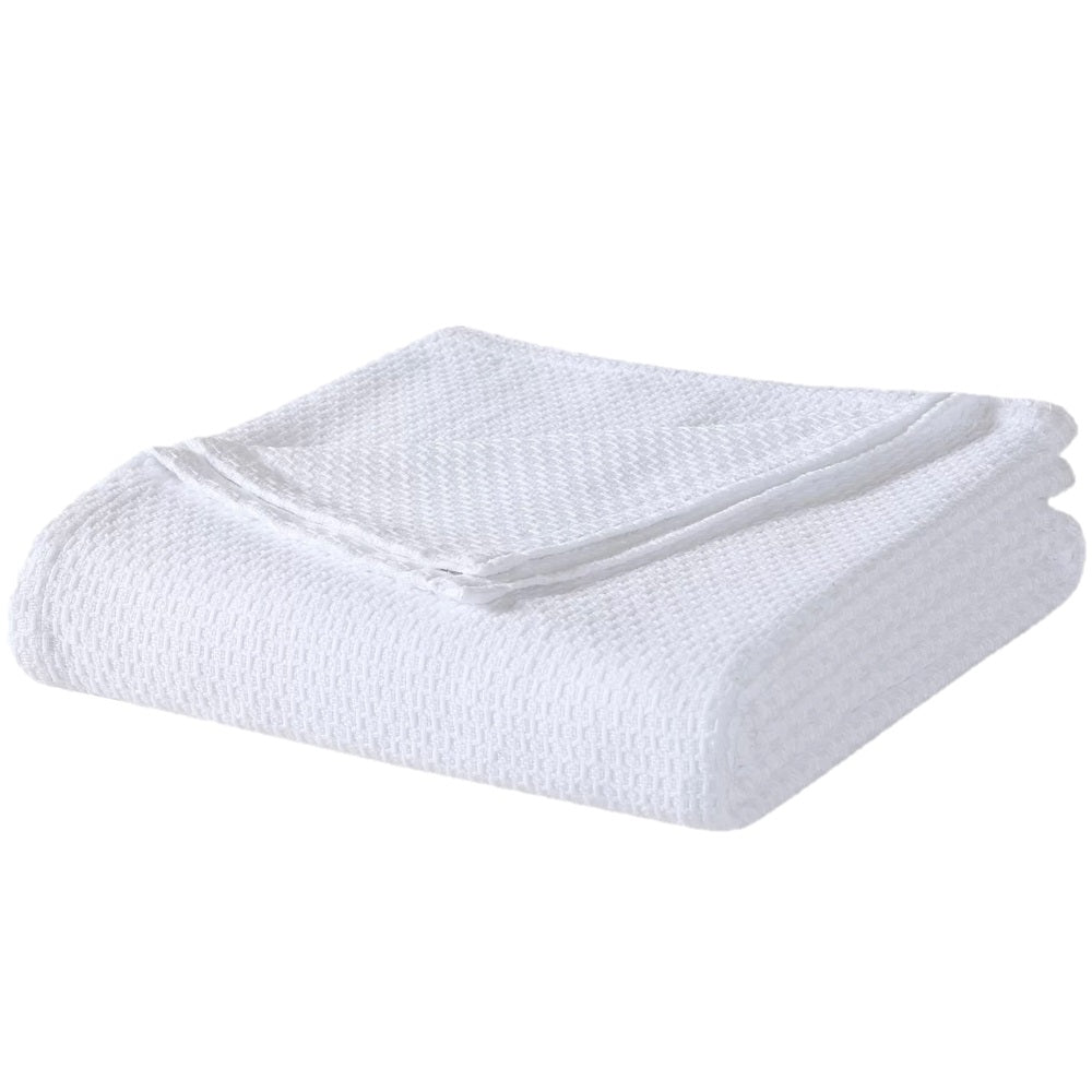 Homvare Full/Queen Super Soft Cotton Basket Weave Blanket/Throw 90" x 90"