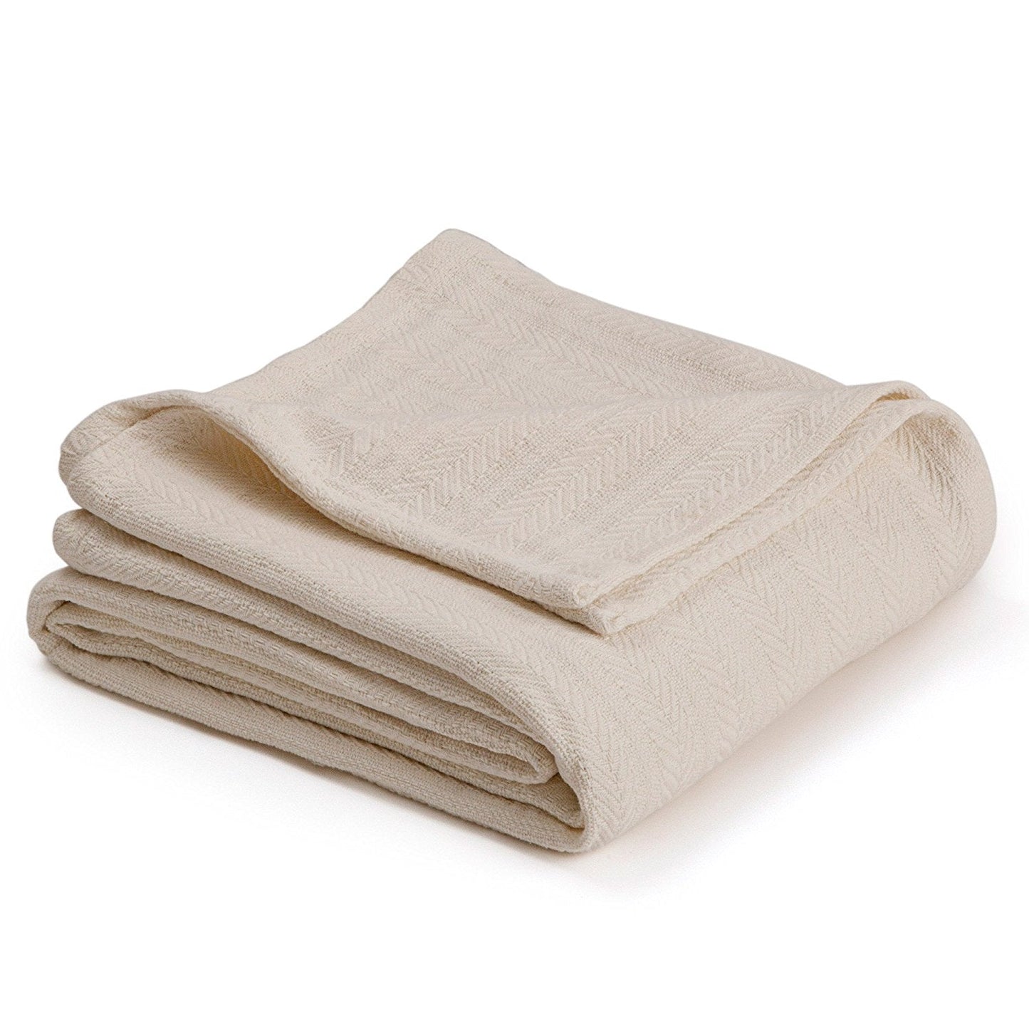 Homvare Full/Queen Super Soft Cotton Basket Weave Blanket/Throw 90" x 90"