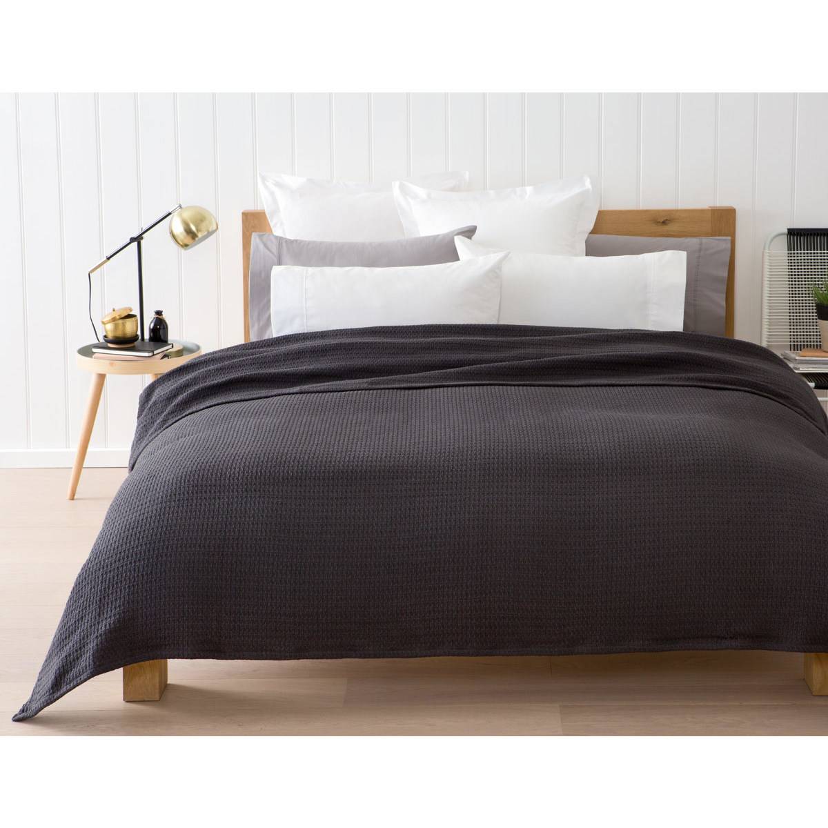 Homvare Full/Queen Super Soft Cotton Basket Weave Blanket/Throw 90" x 90"