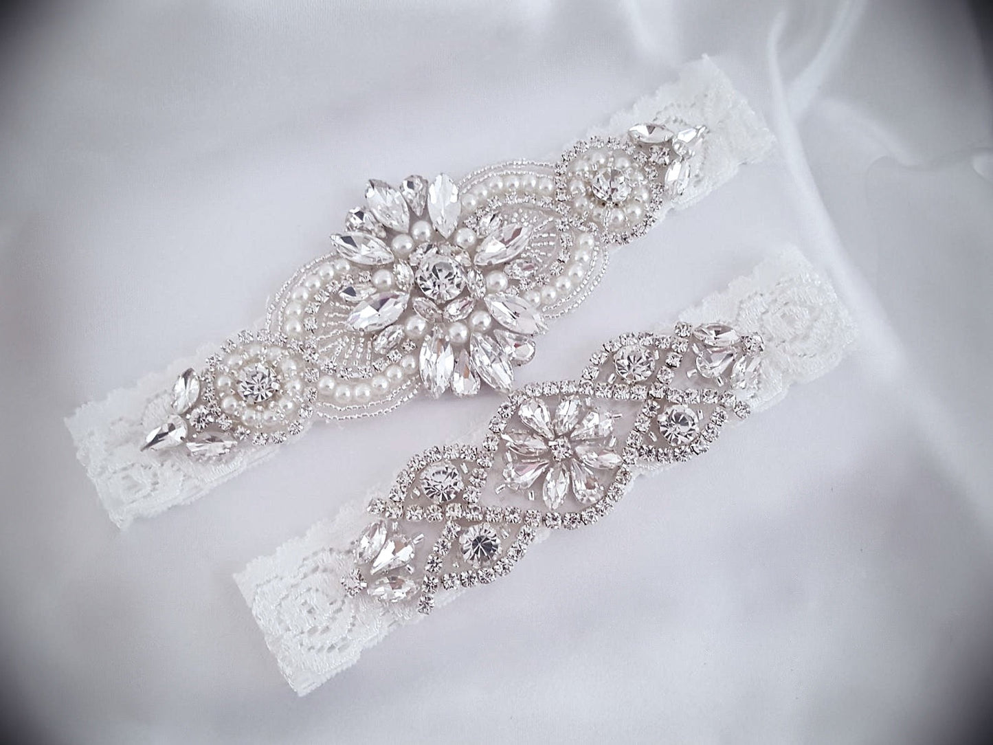 "Sierra" - Lace and Crystal Bridal Garter Set