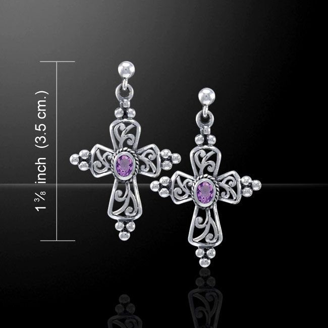Celtic Cross Gemstone Earrings