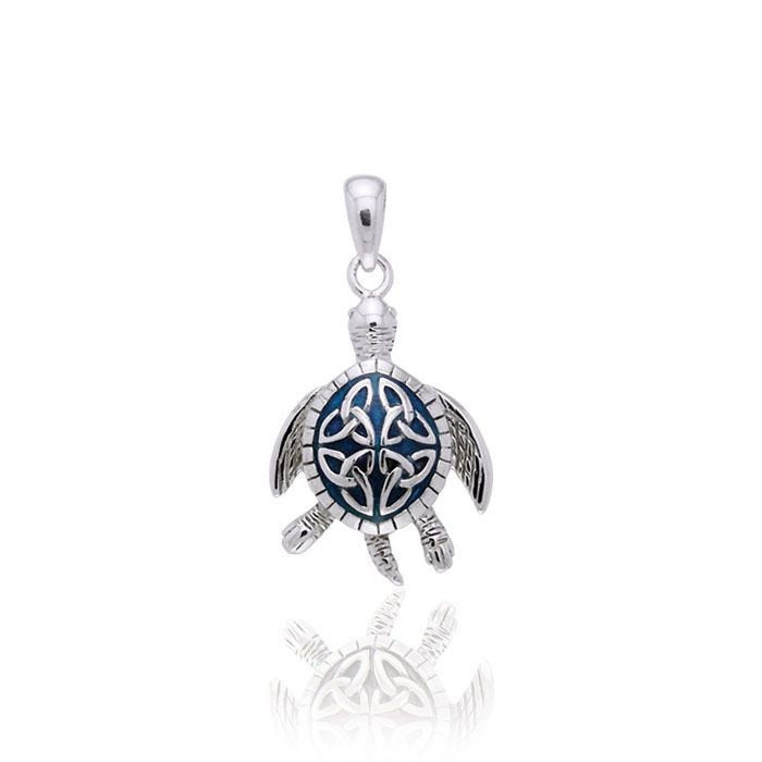 Blue Celtic Turtle Necklace