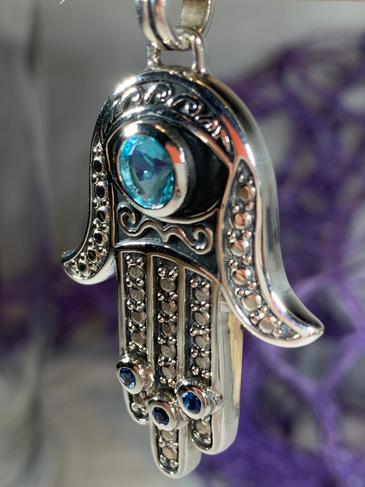 Blue Dream Hamsa Hand Necklace