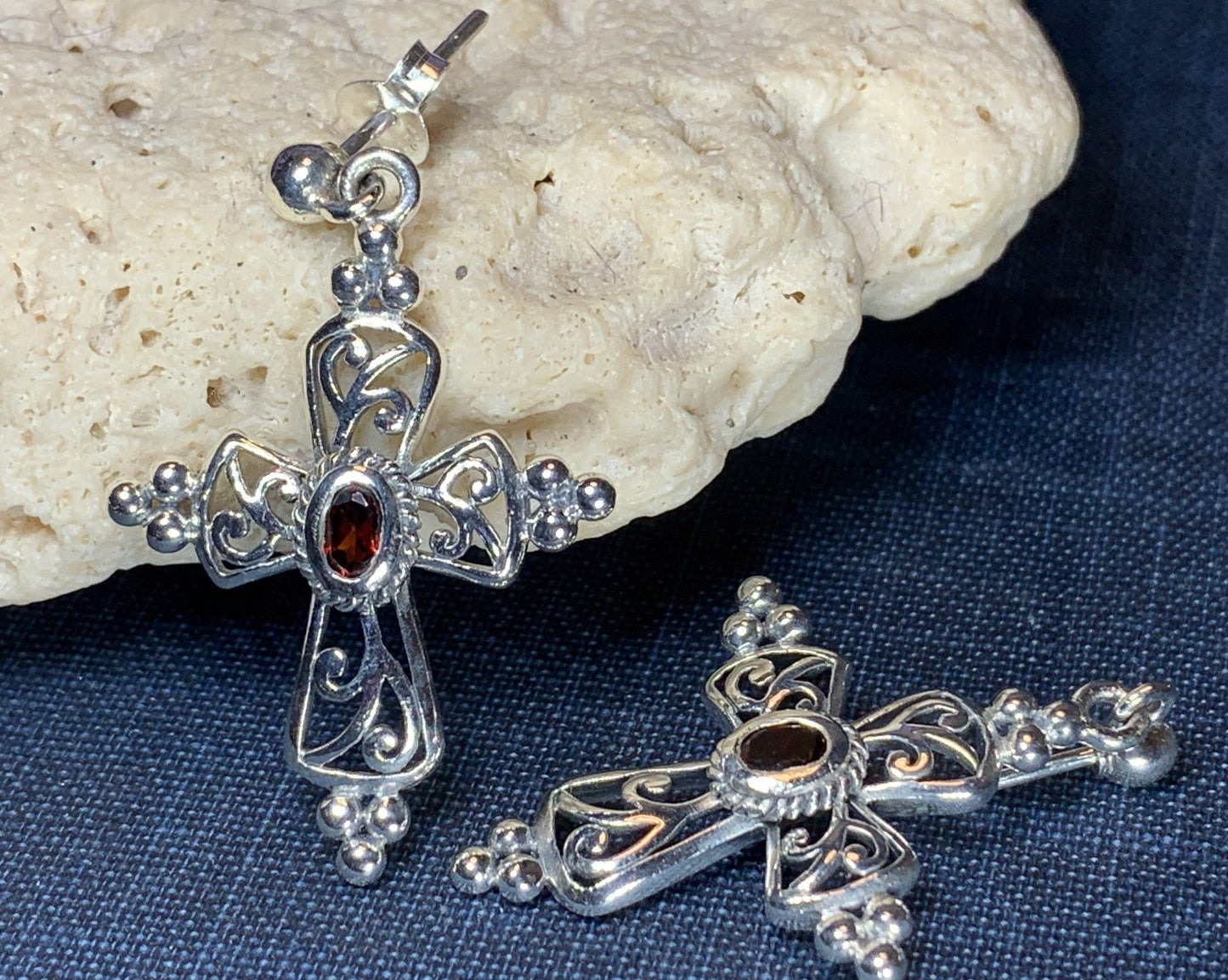 Celtic Cross Gemstone Earrings