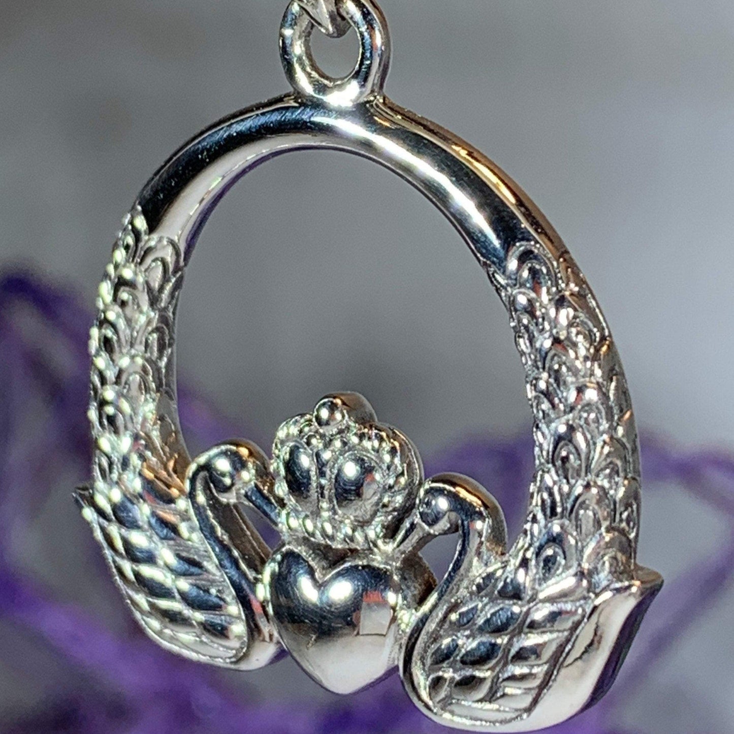 Loving Swan Claddagh Necklace