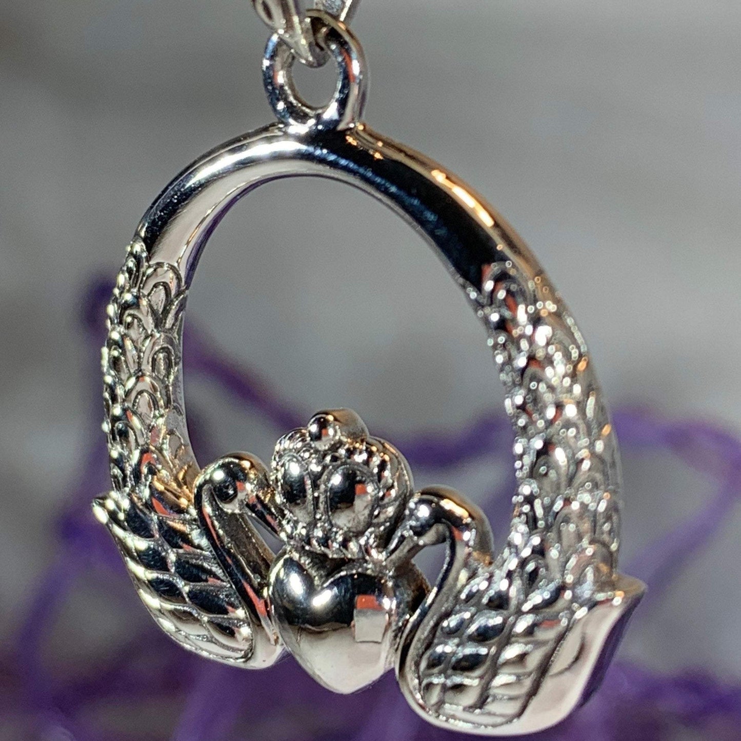 Loving Swan Claddagh Necklace