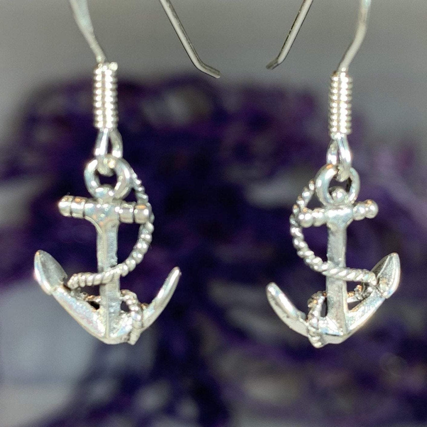 Petite Anchor SIlver Earrings
