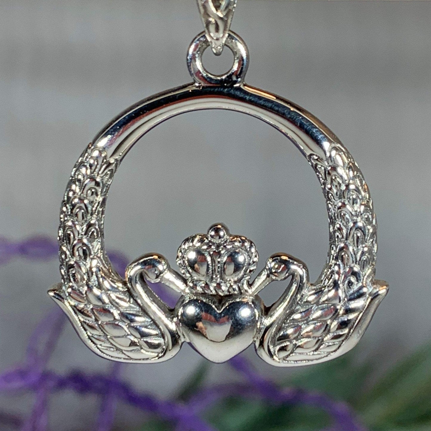 Loving Swan Claddagh Necklace