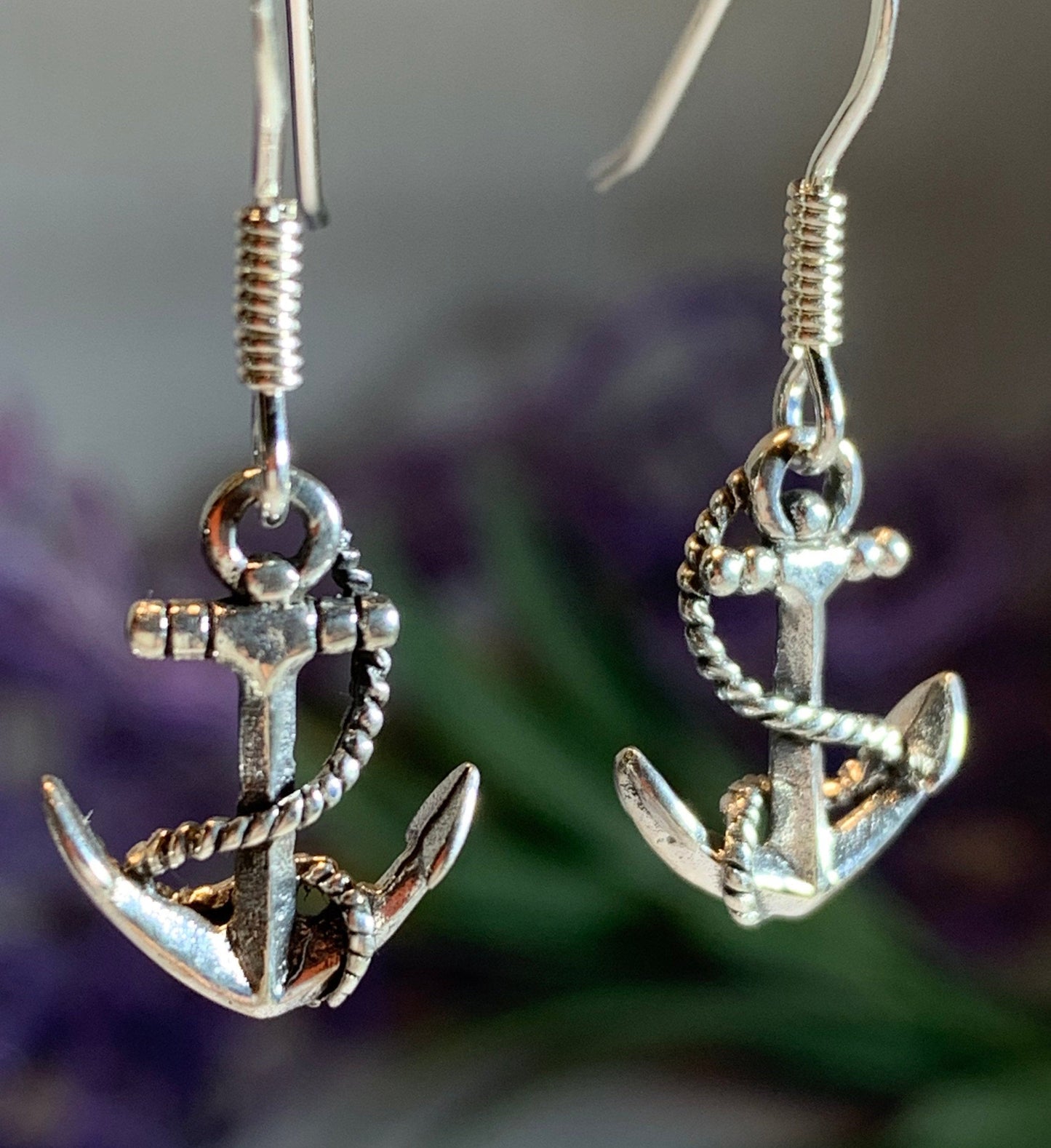 Petite Anchor SIlver Earrings