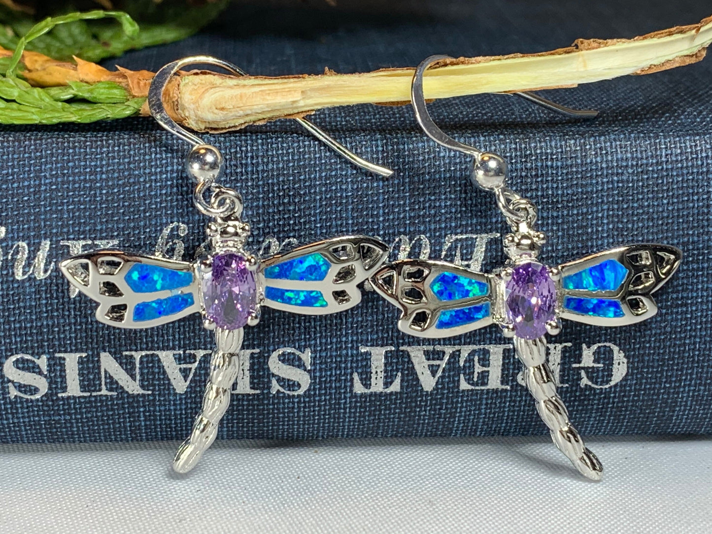 Amethyst Blue Dragonfly Earrings