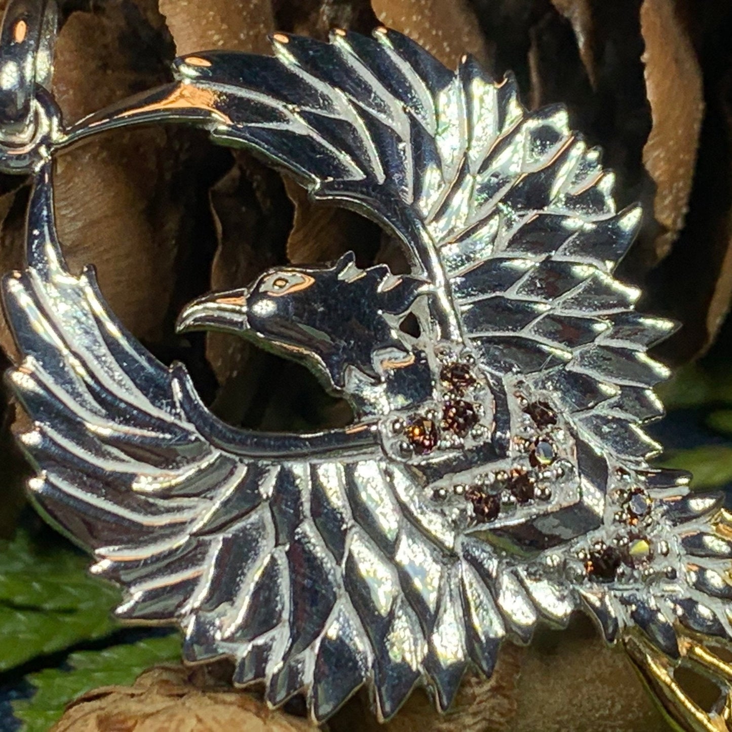 Golden Fire Phoenix Necklace