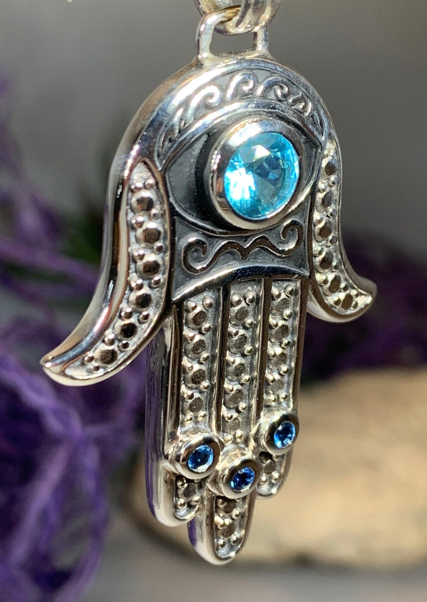 Blue Dream Hamsa Hand Necklace