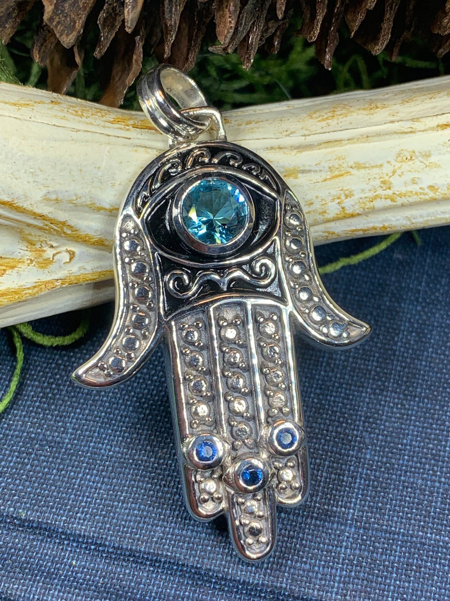Blue Dream Hamsa Hand Necklace
