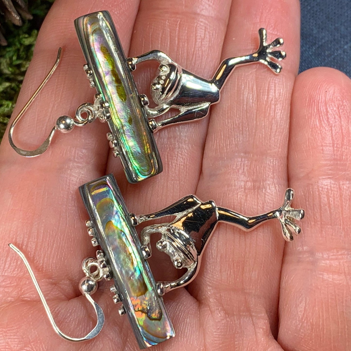 Abalone Frog Earrings