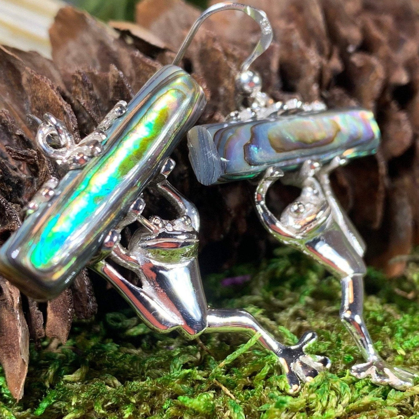 Abalone Frog Earrings