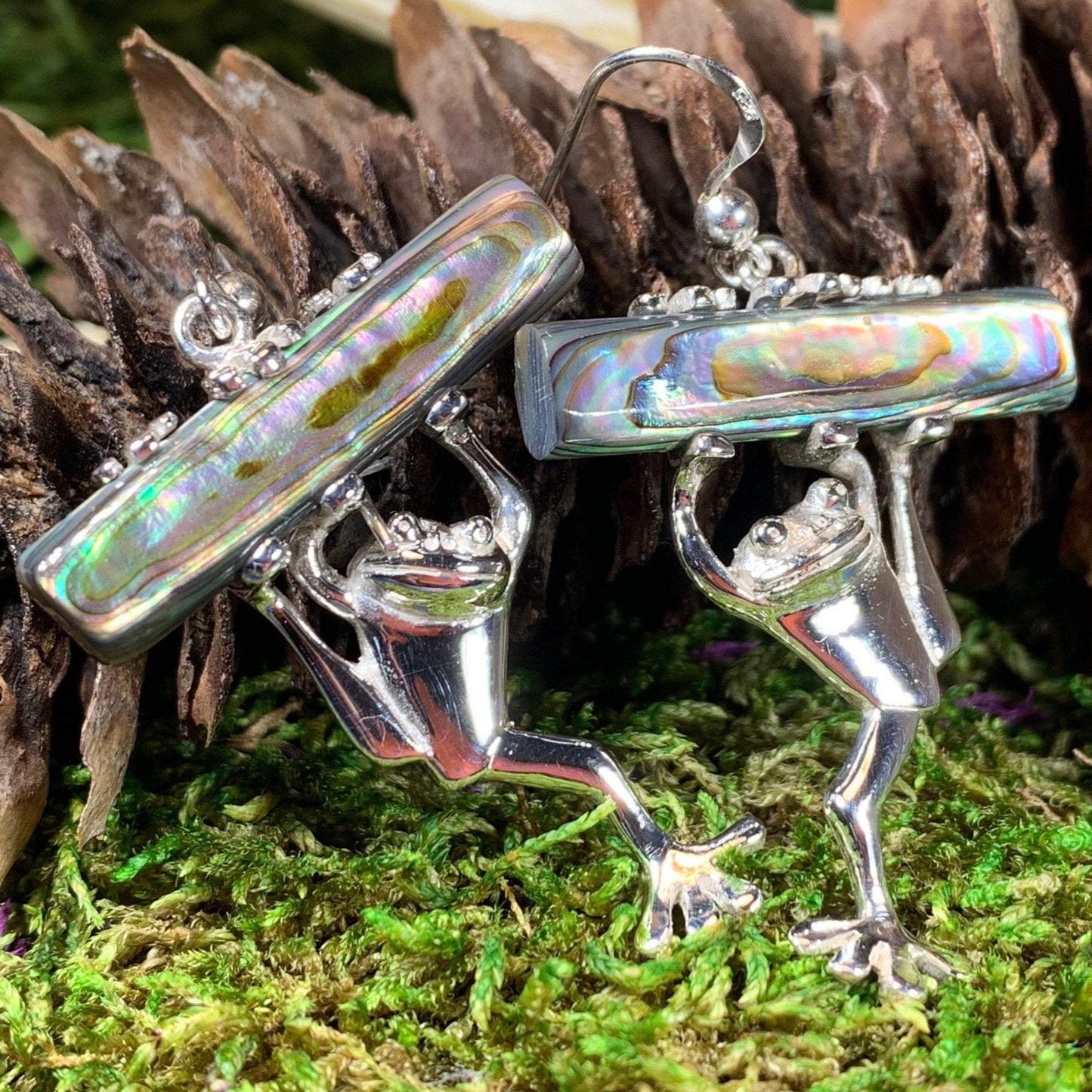 Abalone Frog Earrings