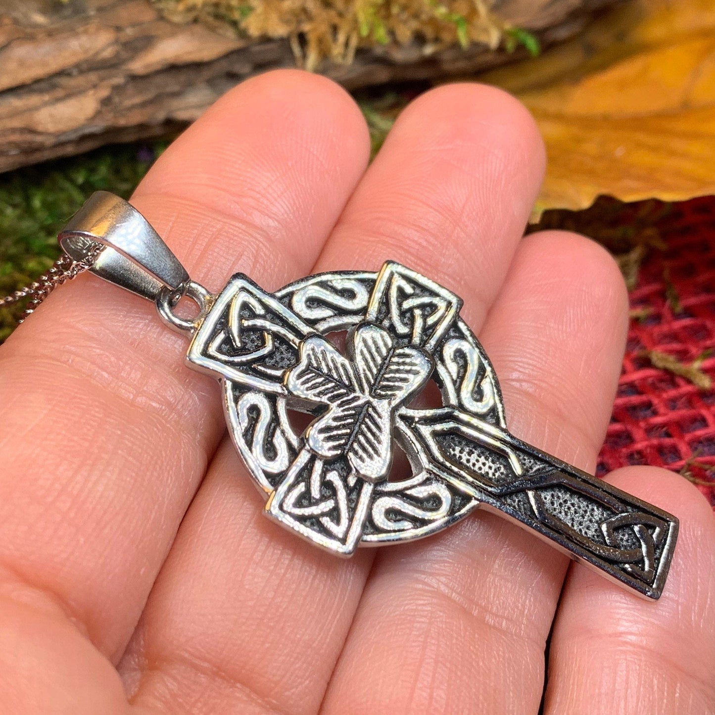 Steel Celtic Cross Necklace