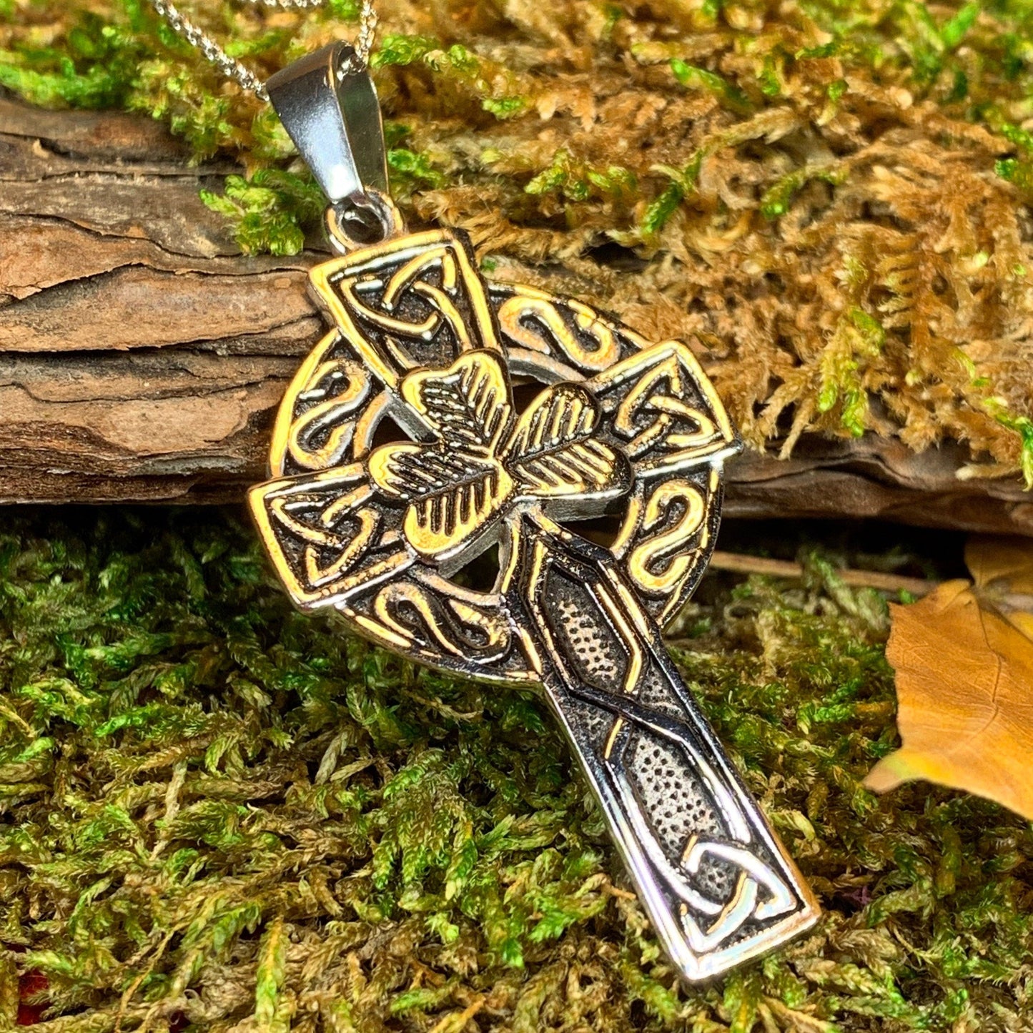 Steel Celtic Cross Necklace
