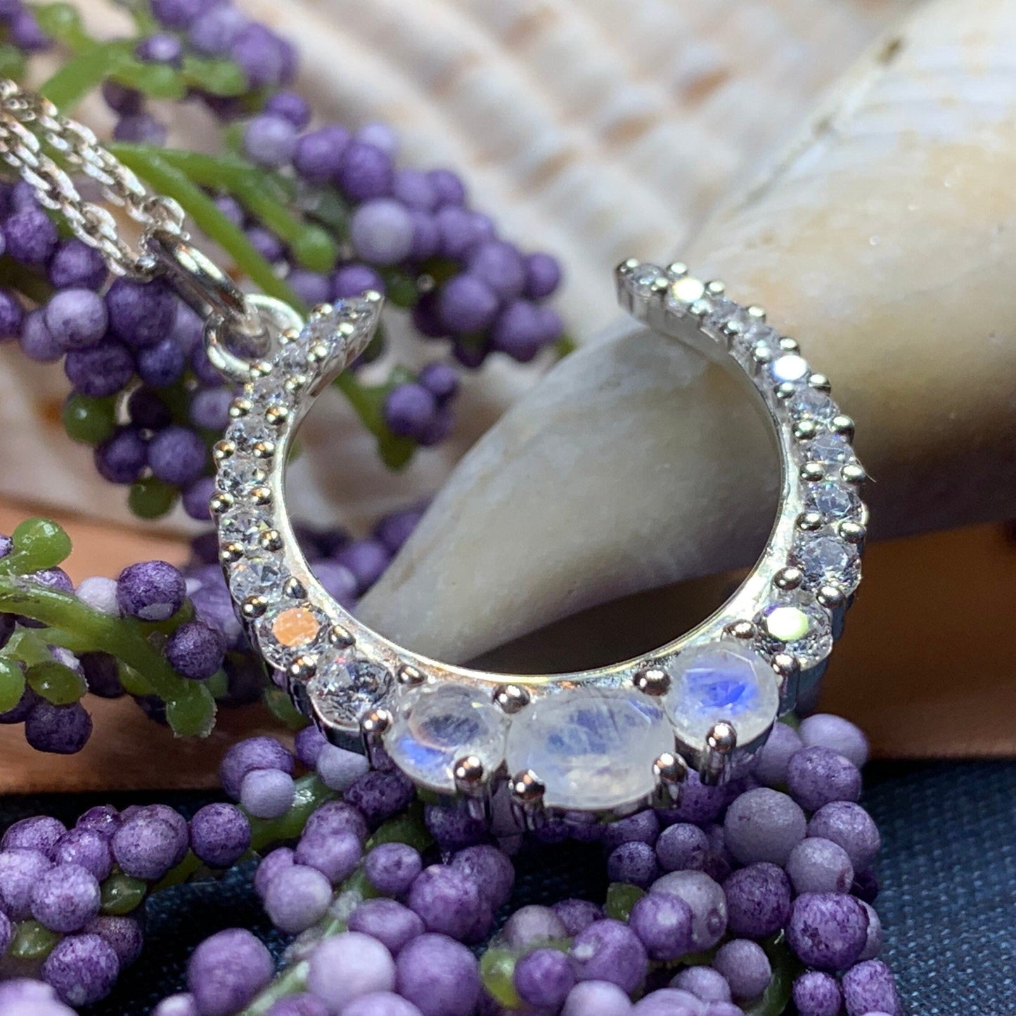 Moonstone Crescent Moon Necklace