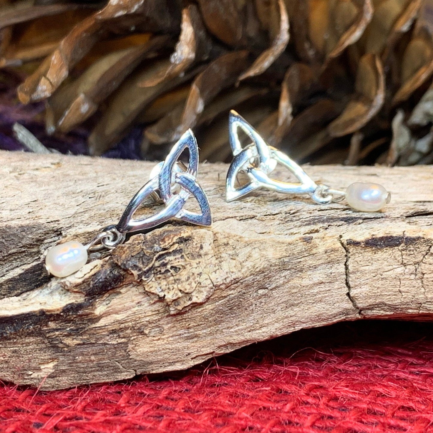 Katina Celtic Knot Pearl Earrings