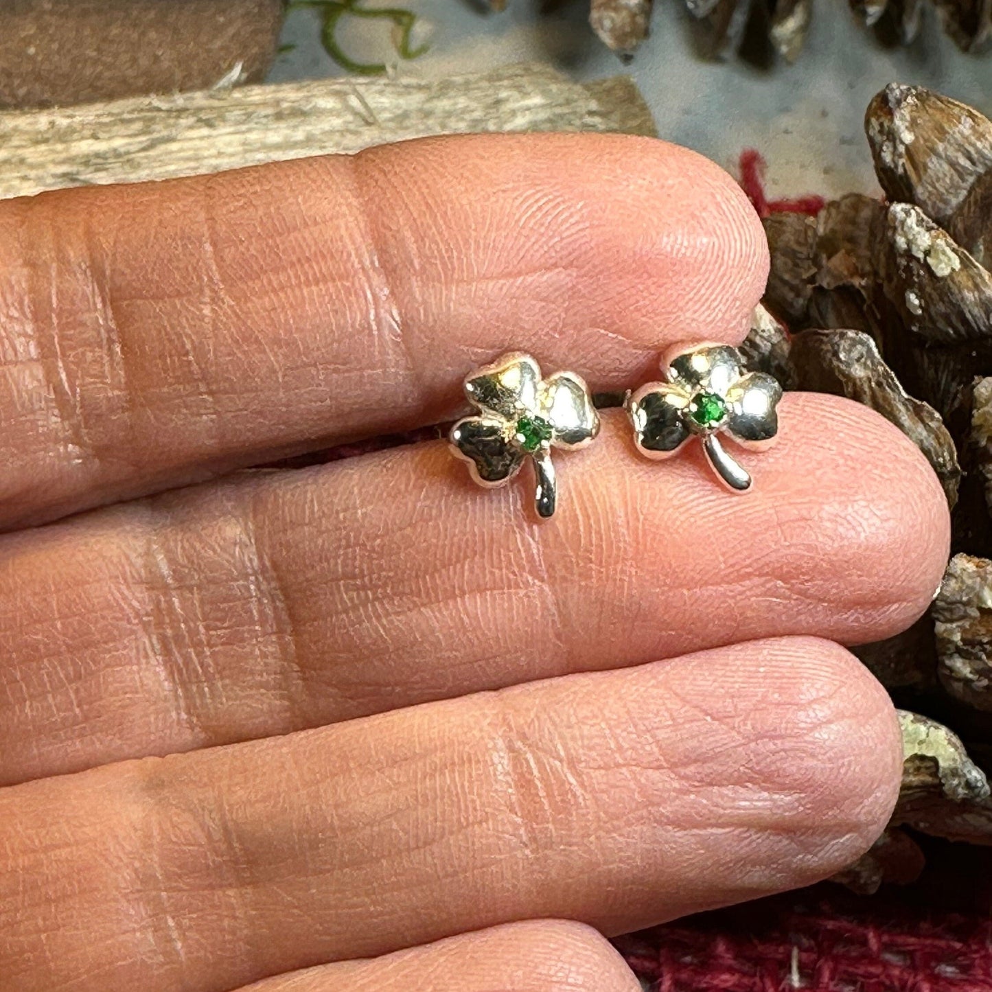 Emerald Shamrock Earrings