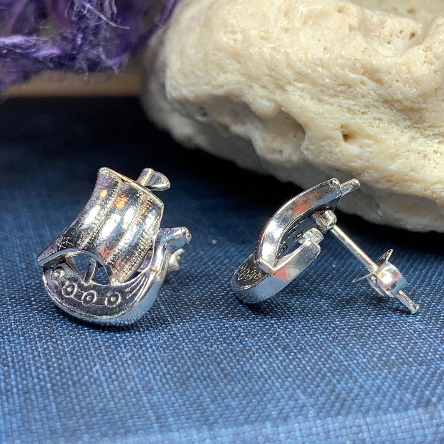 Viking Ship Post Earrings