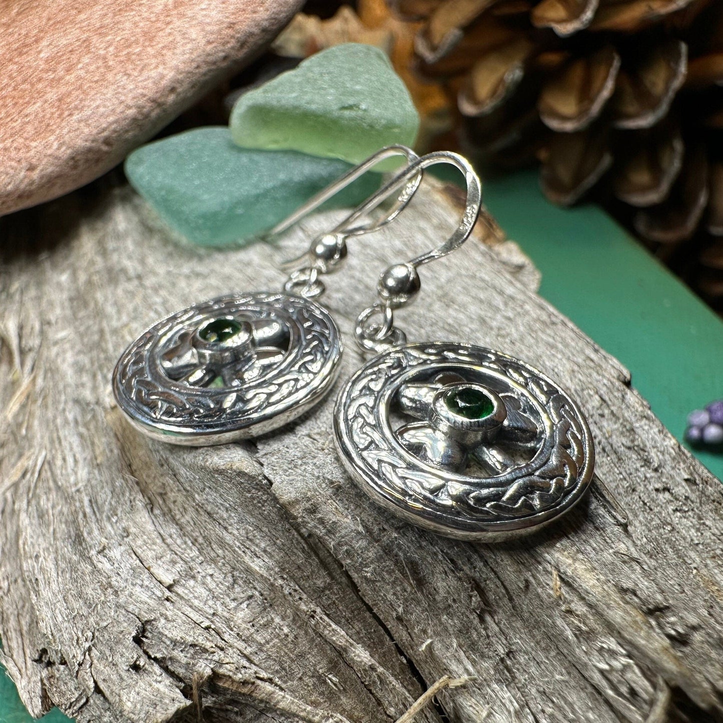 Emerald Shamrock Earrings