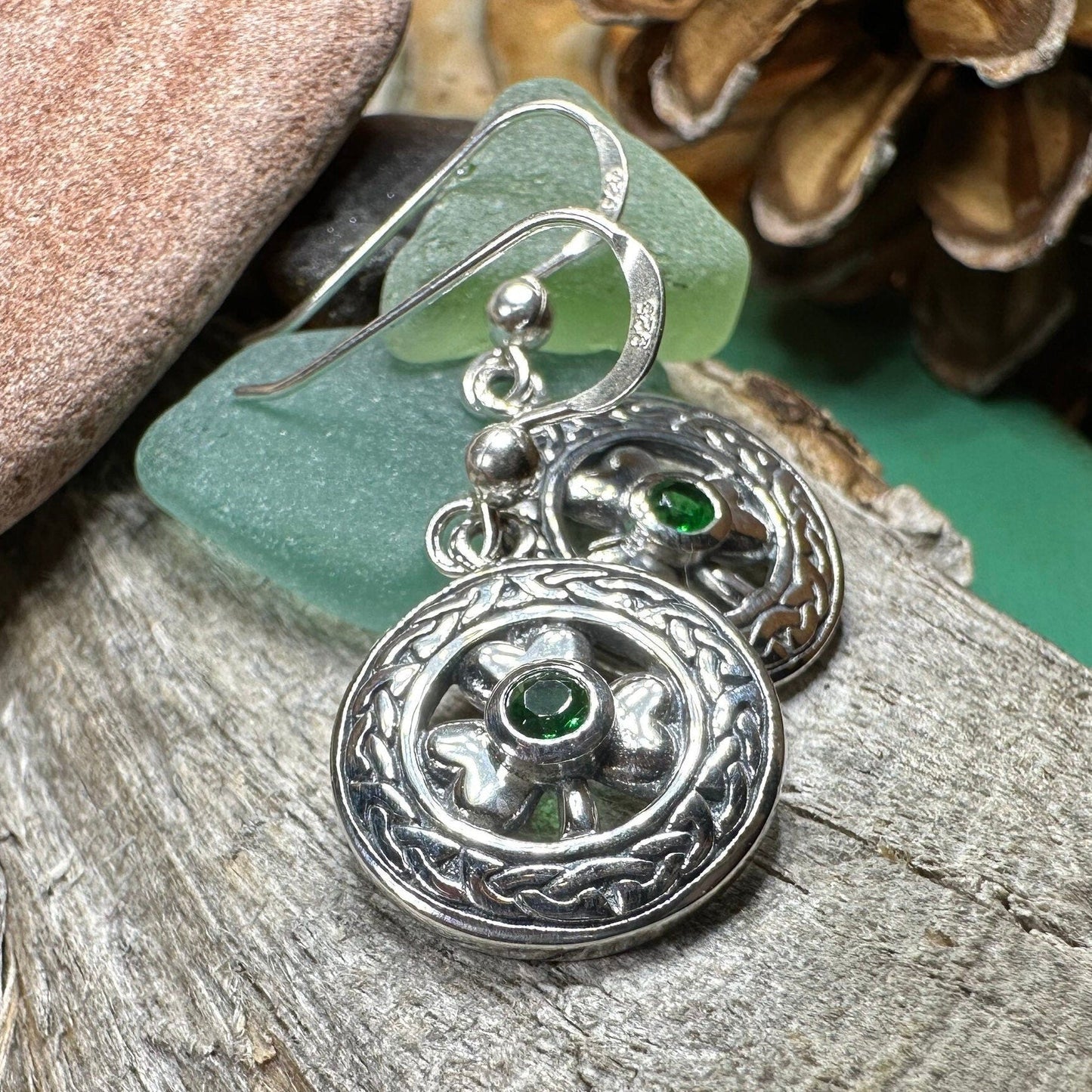 Emerald Shamrock Earrings